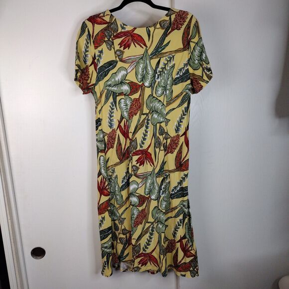 Hilo Hattie Hawaiian Floral Short Sleeve Maxi Dress Size XL Yellow Multicolor - Picture 4 of 9